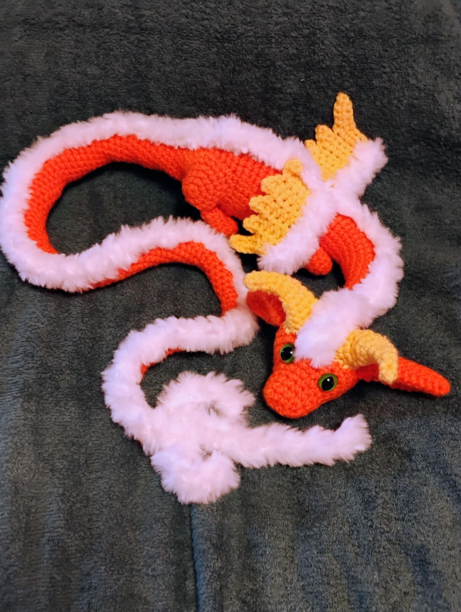 Crocheted dragon Candy Corn