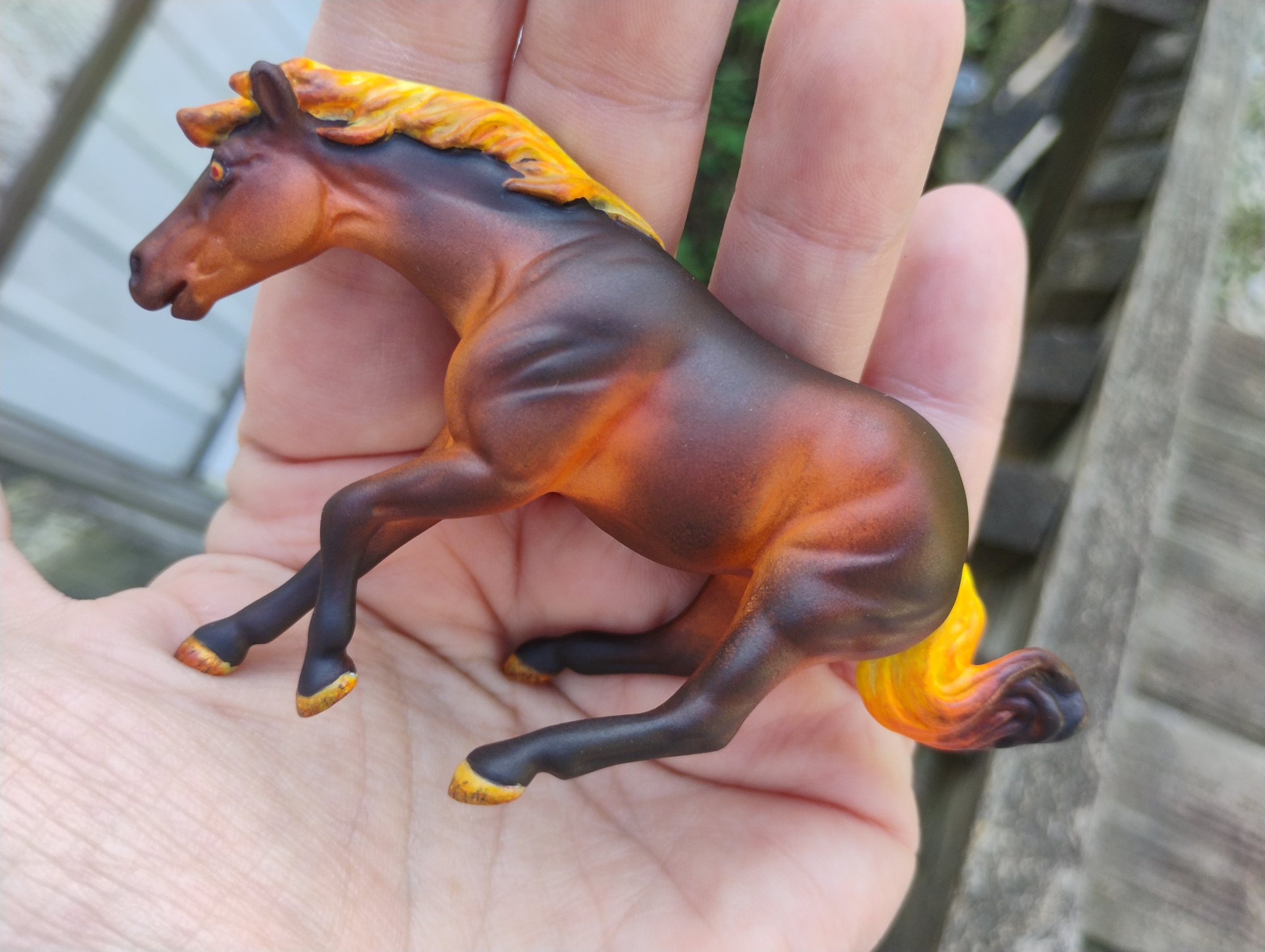 Custom-painted model horse Nightmare