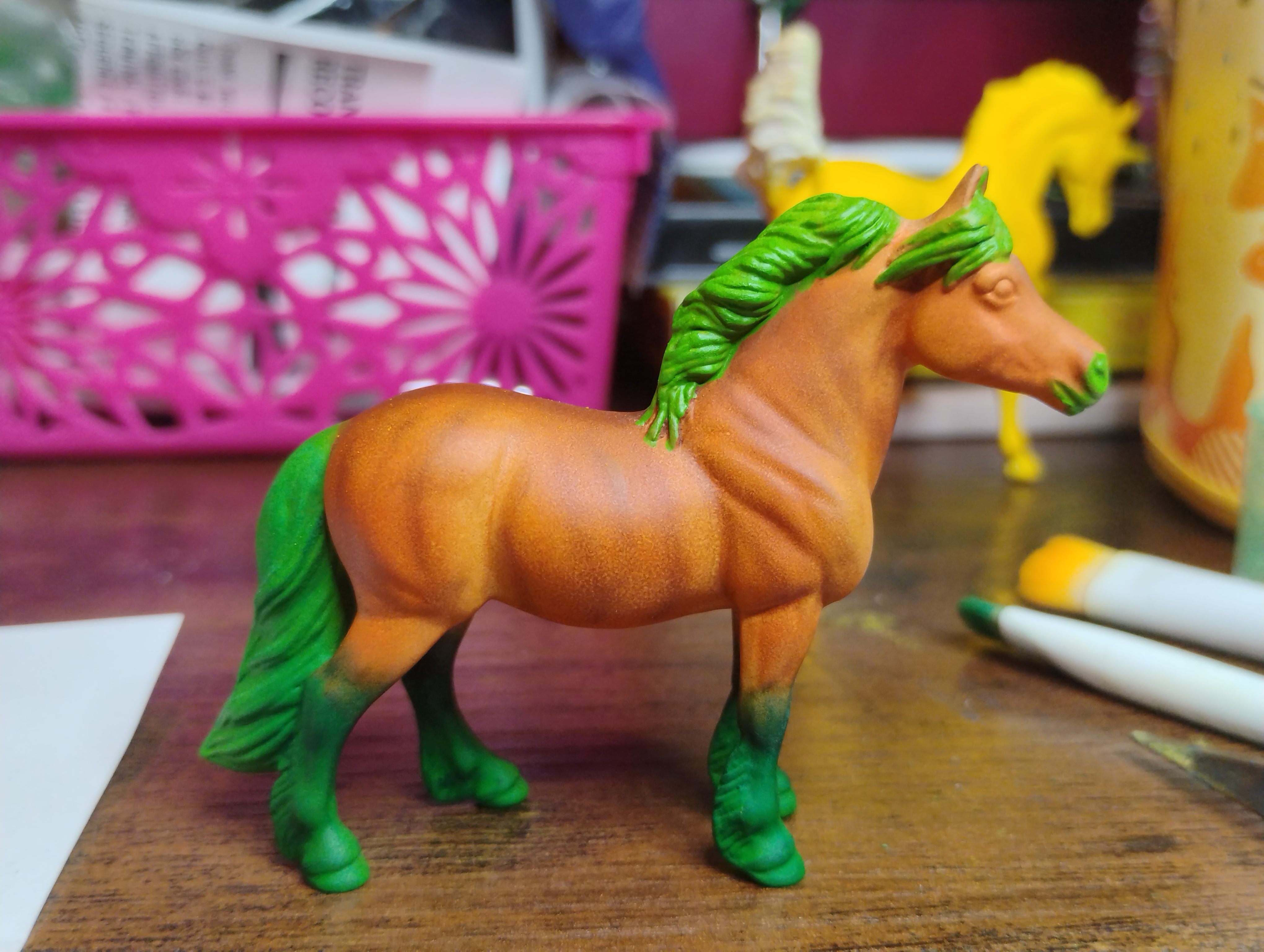 Squashling orange and green model pony work in progress